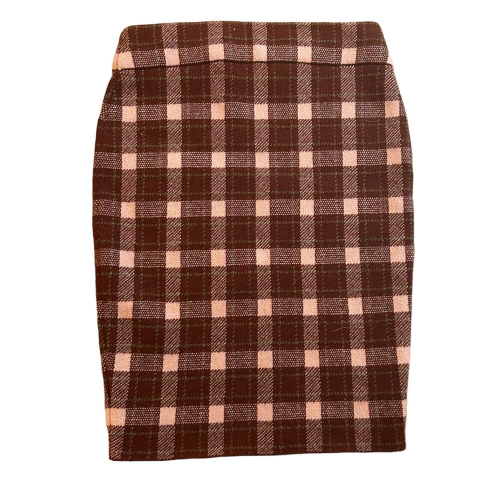 Akris Punto Womens Purple Pink Plaid Pencil Stretch Skirt Size 2 Wool Cashmere - Picture 3 of 7